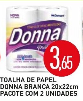 Calvo Atacadista Toalha de Papel Donna Branca 20 x 22cm pacote com 2 unidades oferta