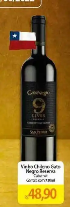 Atacadão Vinho Chileno Gato Negro Reserva Cabernet oferta
