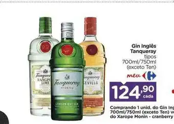 Carrefour Gin Inglês Tanqueray Tipos Exceto Ten oferta