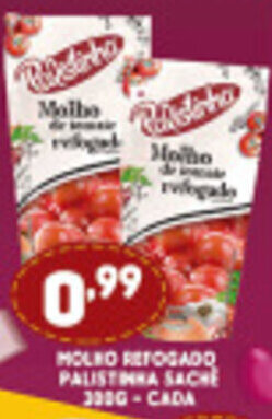 Supermercados Cristal Molho refogado Palistinha sache 300g cada oferta