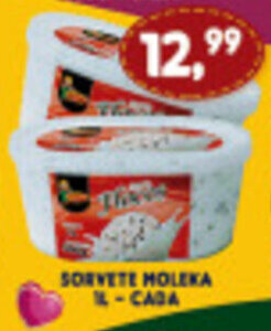 Supermercados Cristal Sorvete Moleka 1L cada oferta