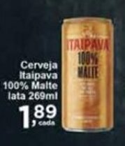 Rossi Supermercado Cerveja Itaipava 100% Malte lata 269ml oferta