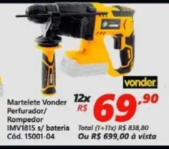 Martelete Vonder Perfurador/ Rompedor IMV1815 s/ bateria