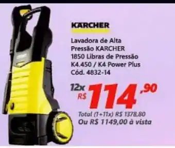 Lojas Becker lavadora de Alta Pressao Karcher 1850 Libras de Pressao K4 450/ K4 Power Plus oferta