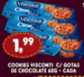 Supermercados Cristal Cookies Visconti c/ gotas de Chocaoltae 60g cada oferta