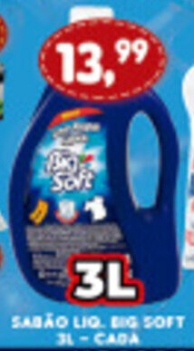 Supermercados Cristal Sabao Liq. Big Soft 3L cada oferta