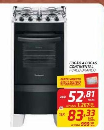 GBarbosa Fogão 4 bocas continental oferta