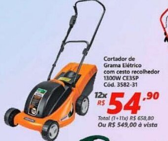 Cortador de grama Eletrico com cesto recolhedor 1300w