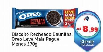Biscoito recheado baunilha oreo leve mais pague menos 270g