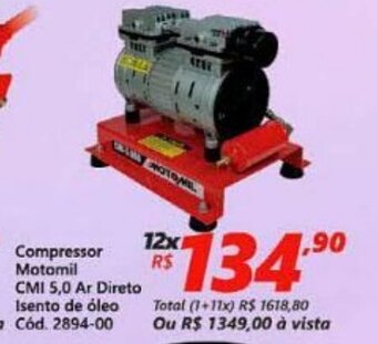 Lojas Becker Compressor Motomil CMI 5.0 Ar Direto Isento de oleo oferta