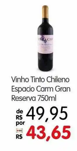 Zona Sul Vinho Tinto Chileno Espacio Carm Gran Reserva oferta