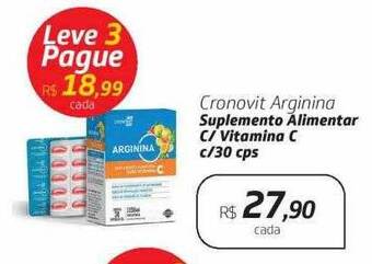 Drogal Cronovit Arginina Suplemento Alimentar C- Vitamina C C- 30 Cps oferta