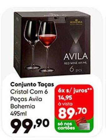 Zaffari Conjunto Taças Cristal Com 6 Peças Avila Bohemia oferta