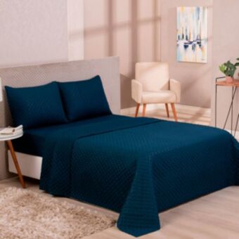 Vest Casa Cobre leito colcha casal avulso colors azul náutico vestcasa oferta