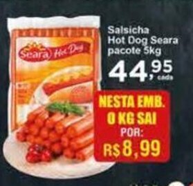 Rossi Supermercado Salsicha Hot Dog Seara pacote 1kg oferta