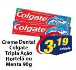 Vencedor Atacadista Creme Dental Colgate Tripla Acao Hortela ou Menta 90g oferta