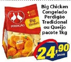 Vencedor Atacadista Big Chicken congelado Perdigao Tradicional ou Queijo pacote 1kg oferta