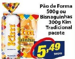 Vencedor Atacadista Pao de Forma 500g ou Bisnaguinhas kim 300g Tradicionais oferta