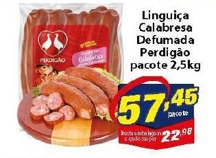 Vencedor Atacadista Linguica Calabresa Defumada Perdigao pacote 2.5kg oferta
