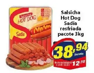 Vencedor Atacadista Salsicha hot Dog Sadia Resfriada pacote 3kg oferta