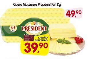 Cercadão Queijo Mussarela President fatiado 1kg oferta