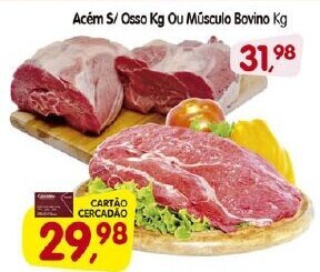 Cercadão Acem s/ Osso 1kg ou Musculo Bovino 1kg oferta