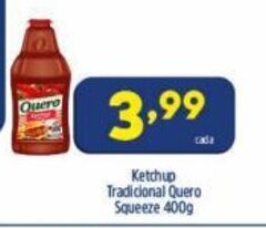 Arena Atacado Ketchup Tradicional Quero Squeeze 400g oferta