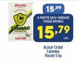 Arena Atacado Acucar Cristal Colombo pacote 5kg oferta