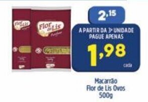 Arena Atacado Macarrao Flor de Lis Ovos 500g oferta