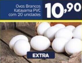 Arena Atacado Ovos Brancos Katayama PVC com 20 unidades oferta