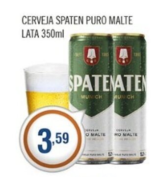 Central Supermercados Cerveja Spaten Puro Malte lata 350ml oferta