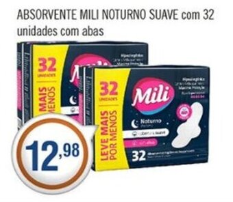 Absorvente Mili Noturno Suave com abas 32 unidades