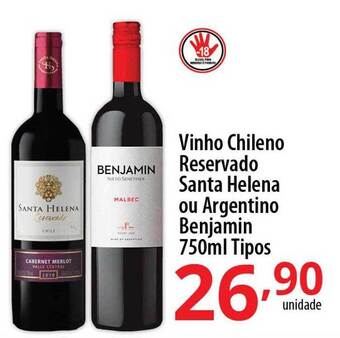 Akki Atacadista Vinho Chileno Reservado Santa Helena Ou Argentino Benjamin Tipos oferta