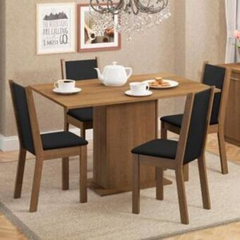 Conjunto sala de jantar madesa talita mesa tampo de madeira com 4 cadeiras