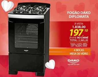 Lojas Cem Fogao Dako Diplomata oferta