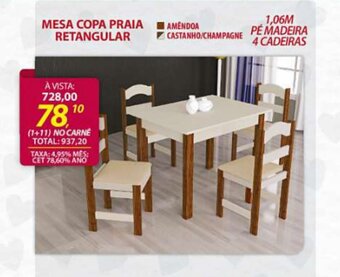 Lojas Cem Mesa Copa Praia Retangular oferta