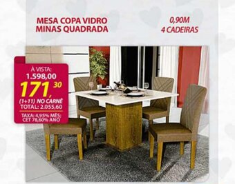 Lojas Cem Mesa Copa Vidro Minas Quadrada oferta