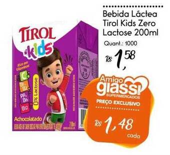 Giassi Supermercados Bebida Lactea Tirol Kids Zero Lactose oferta