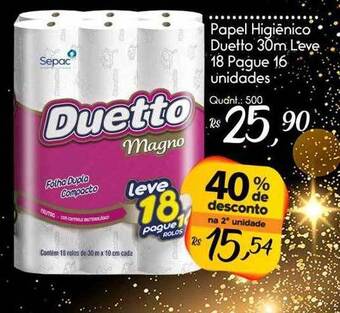 Giassi Supermercados Papel Higiênico Duetto 30m Leve 18 Pague 16 40% De Desconto Na 2a Unidade oferta