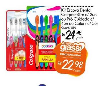 Giassi Supermercados Kit Escova Dental Colgate Slim C 2 Ou Pró Cuidado C 4 Ou Colors C 5 oferta