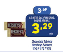 Arena Atacado Chocolate Tablete Hershey's Sabores 85g/87g/92g oferta
