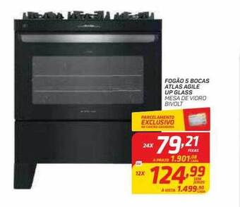 GBarbosa Fogão 5 Bocas Atlas Agile Up Glass oferta