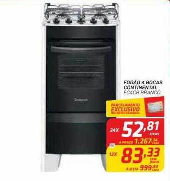 GBarbosa Fogão 4 Bocas Continental oferta