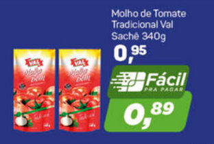 Arena Atacado Molho de Tomate Tradicional val sache 340g oferta