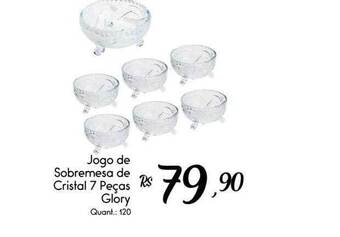 Jogo De Sobremesa De Cristal 7 Peças Glory