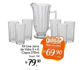 Kit Line Jarra De Vidro 1l + 6 Copos