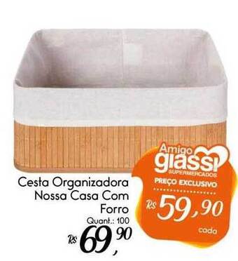 Giassi Supermercados Cesta Organizadora Nossa Casa Com Forro oferta