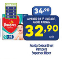 Arena Atacado Fralda Descartavel Pampers Supersec Hiper oferta