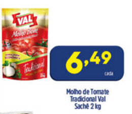 Arena Atacado Molho de Tomate Tradicional Val sache 2kg oferta