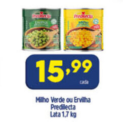 Arena Atacado Milho Verde ou Ervilha Predilecta lata 1.7kg oferta